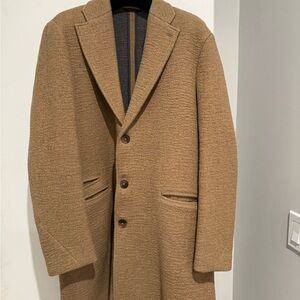 Men's Tan Wool Overcoat from Billy Reid (L)